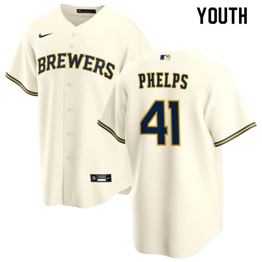 Nike Youth #41 David Phelps Milwaukee Brewers Baseball Jerseys Sale-Cream